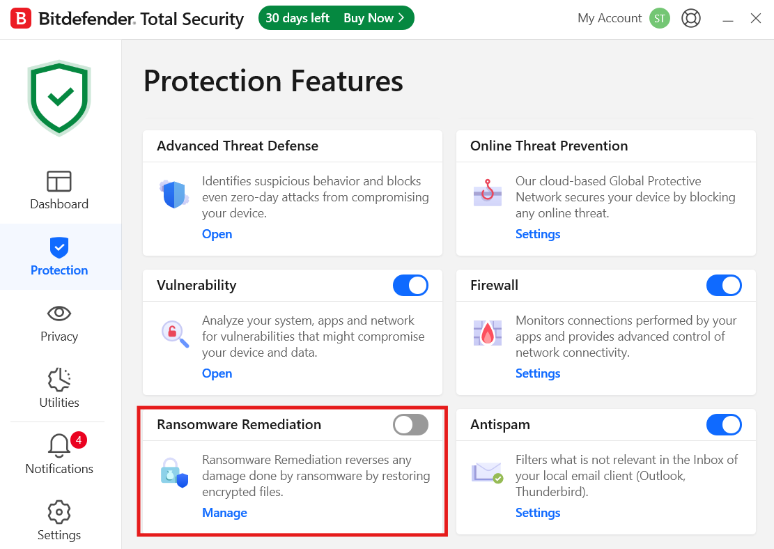 Bitdefender Ransomware Protection