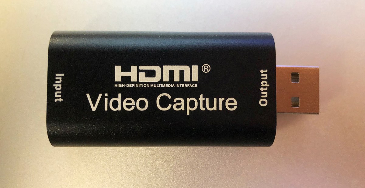 Cam Link clone (no-brand HDMI-to-USB capture card)