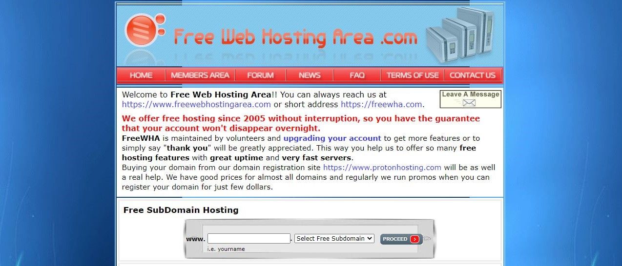 Free Web Hosting Area