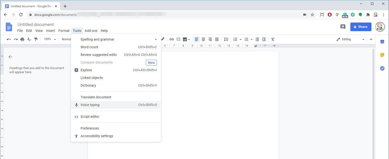 Google Voice Typing