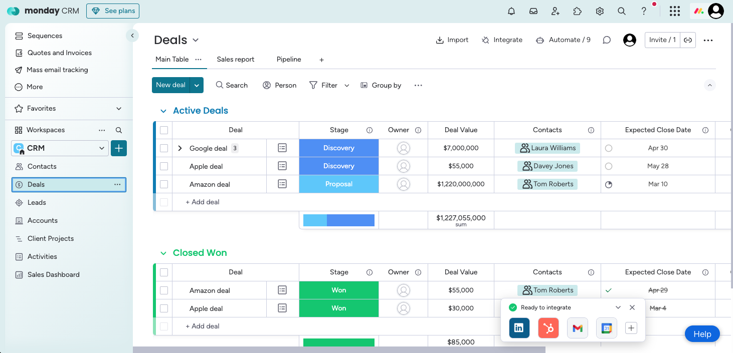Monday Sales CRM