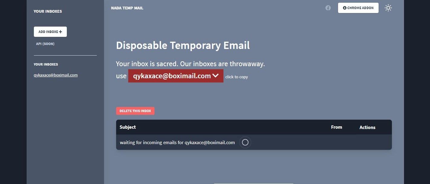 Nada Temporary Email