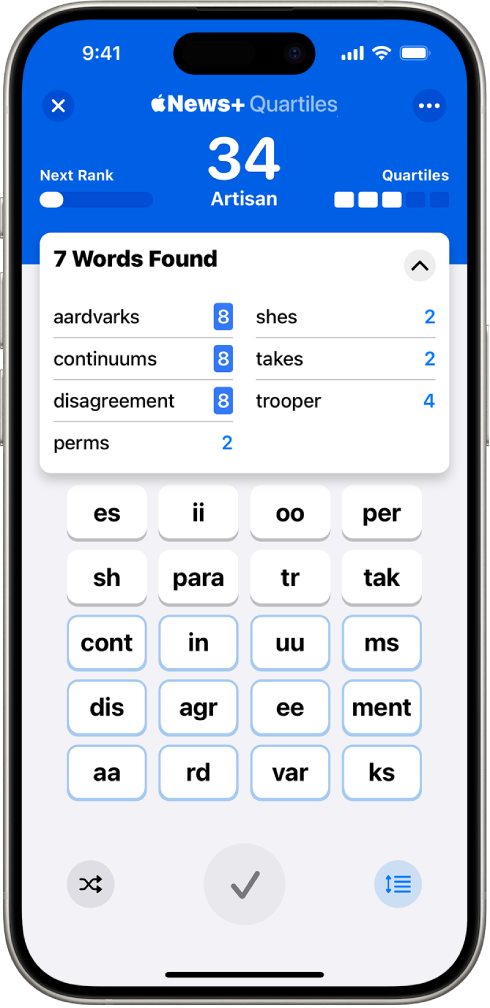 Quartiles Apple News Hidden Game